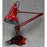 A Herbert Terry & Sons stepped base anglepoise lamp, painted red