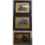 A VICTORIAN OIL ON CANVAS PAINTING o fcattle in gilt frame and a pair of early 20th Century
