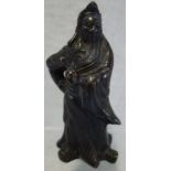 A CHINESE BRONZE STUDY OF A SCHOLAR, 15cm high