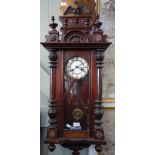 A 19TH CENTURY WALNUT CASED REGULATOR STYLE WALL CLOCK, 92cm high