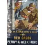 A VINTAGE 'GIVE AN EXTRA PENNY-A- WEEK TO THERED CROSS PENNY-A-WEEK FUND COLOURED POSTER by Clive