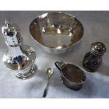 A SILVER SUGAR SIFTER and a collection of similar items