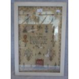 AN EARLY 19TH CENTURY SAMPLER, 'To Parents.......Frances Fowler 1809' 48cm high x 31cm wide