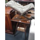 AN AESTHETIC PERIOD WALNUT OCCASIONAL TABLE and a gout stool