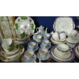 A VINTAGE OSBORNE CHINA TEASET, a Windsor teaset and a Victorian Child's teaset with blue and