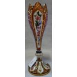 A 19TH CENTURY BOHEMIAN RED OVERLAID GLASS VASE, 22.5cm high
