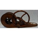 A SET OF 19TH CENTURY MAHOGANY MECHANICAL BELLOWS