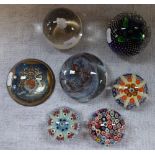 THREE MILLEFIORI GLASS PAPERWEIGHTS and others similar (7)