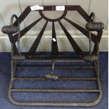 AN ART DECO STYLE WROUGHT IRON COAT RACK with shelf, after Edgar Brandt, 50cm wide