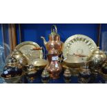 A PAIR OF PERSIAN BRASS LIDDED POTS and similar metalware