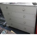 A VICTORIAN PAINTED CHEST OF DRAWERS, 120cm wide