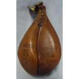 A VINTAGE LEATHER PUNCH BALL by J Salter & Son, 33cm high