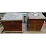 A 19TH CENTURY MAHOGANY CHURCH BOX, for containing communion items and another similar in pine