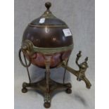 A REGENCY COPPER TEA URN, 32cm high