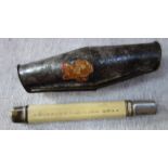 AN 19TH CENTURY POLISHED STEEL SNUFF BOX of unusual form and an Edwardian cased pencil (2)