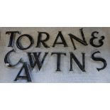 A COLLECTION OF VINTAGE PAINTED BRASS SHOP LETTERS, spelling, 'GRANT & WATSON' each 11.25cm high