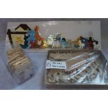 A COLLECTION OF VINTAGE WOODEN ANIMAL TEMPLATES, a painted wooden jigsaw, with Noah's ark with