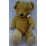 A LARGE VINTAGE PLUSH TEDDY BEAR with jointed limbs, 78cm high