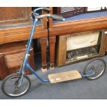 A VINTAGE LINES BROTHERS SCOOTER in blue, with single bar brake