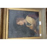 AN EARLY 20TH CENTURY OIL ON CANVAS PORTRAIT of a young woman, indistinctly signed in gilt frame