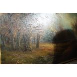 A LATE 20TH CENTURY OIL ON CANVAS, wooded landscape painting signed "Jenkins"