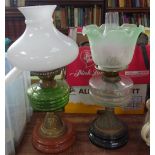 TWO EDWARDIAN OIL LAMPS