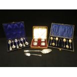 A COLLECTION OF SILVER FLATWARE and napkin rings
