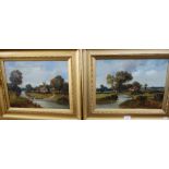 G THOMPSON: A pair of Victorian oil on canvas rural scenes in gilt frames