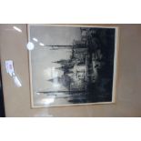 ANDREW F AFFLECK: View of Amsterdam, etching