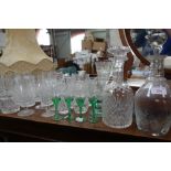 A COLLECTION OF GLASSWARE, including cut glass tumblers