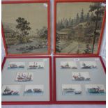 A COLLECTION OF CHINESE PITH PAINTINGS OF SAILING CRAFT and a pair of framed pictures