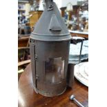 A 19TH CENTURY TIN LANTERN with Mica panels