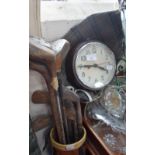 A VINTAGE SMITH ELECTRIC BAKELITE CASED OFFICE WALL CLOCK, a vintage tartan duffle bag and a