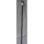 A WALKING STICK with white metal 'reverse' tulip and Wrythen knob