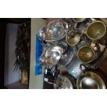 A QUANTITY OF CUTLERY, plated wares and sundries