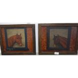 A LATE 19TH CENTURY NAIVE OIL ON BOARD painting of horse "drawn by T Carter with his toes 1896"