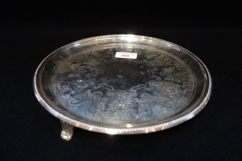 A SILVER SALVER, with engraved decoration, Josiah Williams & Co, London, 1893