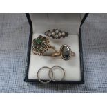 THREE DRESS RINGS, all ring size N-O