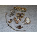 A COLLECTION OF JEWELLERY, to include a cameo brooch