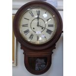 A 19TH CENTURY AMERICAN DROP DIAL WALL CLOCK