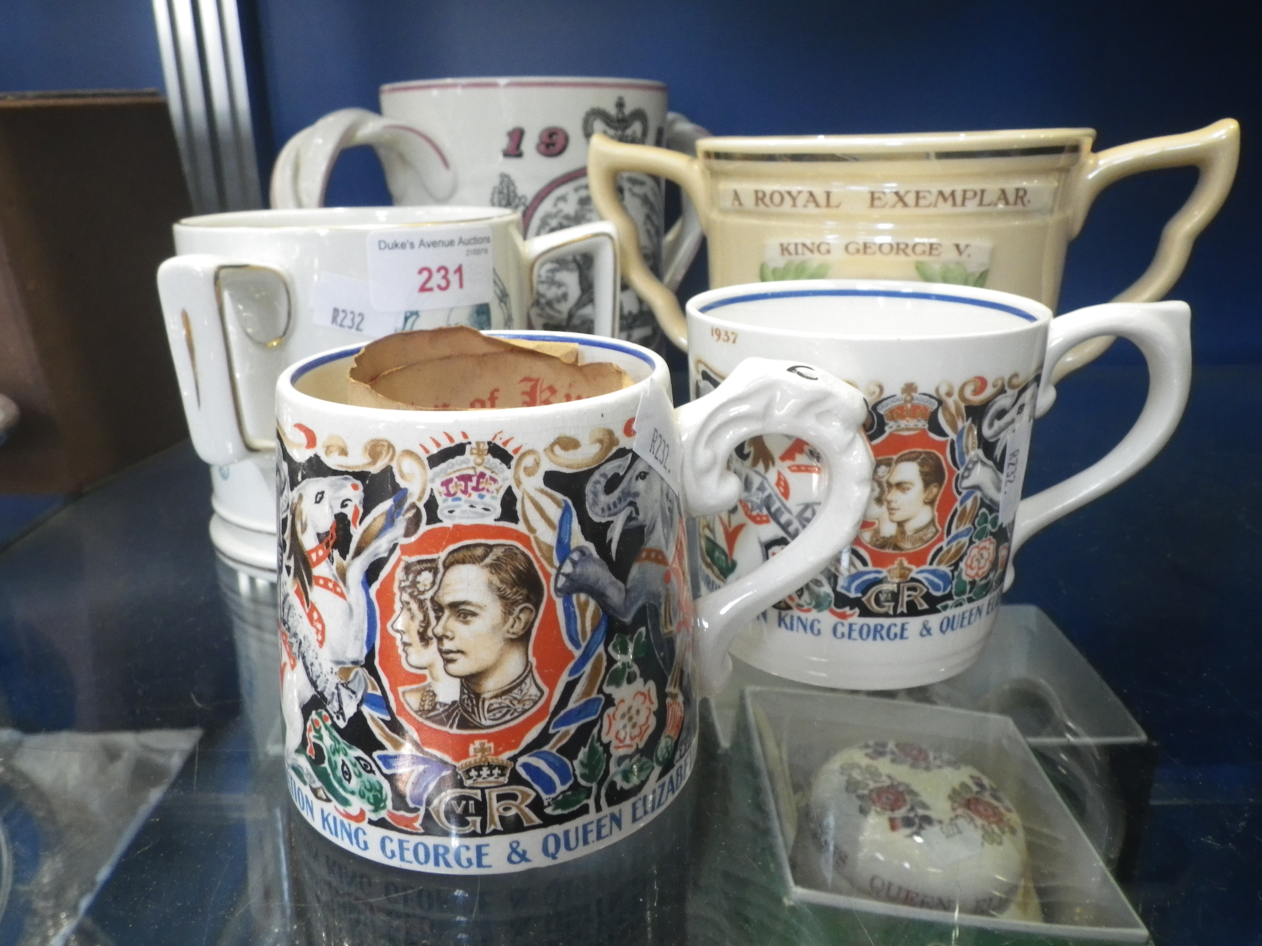 A LAURA KNIGHT CORONATION MUG, 1937, with certificate and similar commemorative ceramics