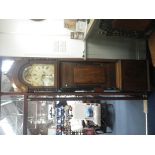 A 19TH CENTURY MAHOGANY CASED EIGHT DAY LONGCASE CLOCK, a convex painted dial with subsidiary