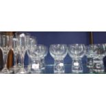 A SET OF EIGHT DANISH GLASSES with heavy bases and similar wine glasses