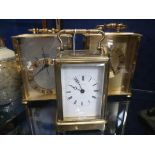 A BRASS CASED CARRIAGE CLOCK and two similar (3)