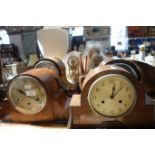 A COLLECTION OF 1930S WALNUT CASED MANTEL CLOCKS