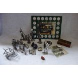 A COLLECTION OF 'ROYAL HAMPSHIRE' SILVERPLATED MODELS, coins and sundries