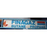 A VINTAGE FRENCH 'FINAGAZ' TIN SIGN in a metal frame