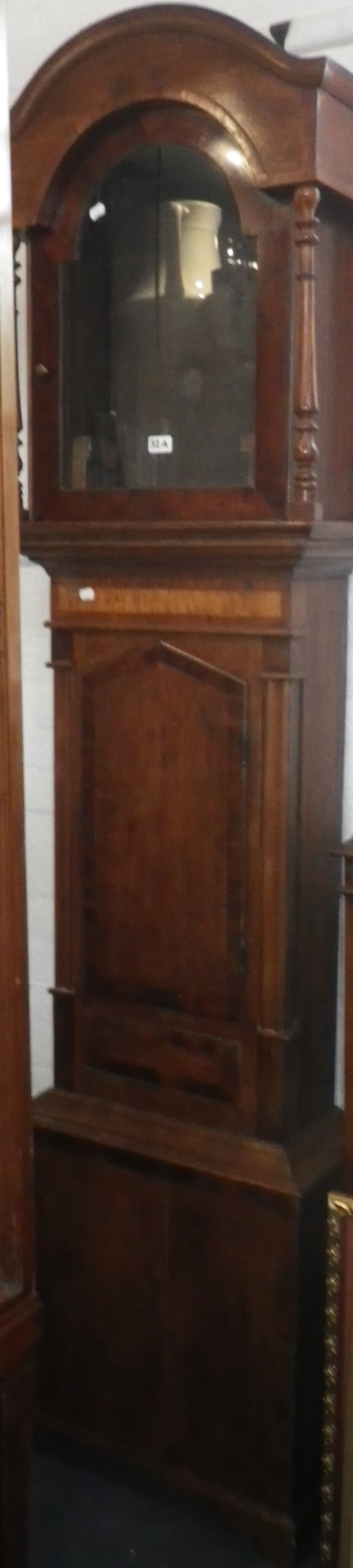 A 19TH CENTURY OAK AND MAHOGANY LONGCASE CLOCK CASE