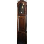 A 19TH CENTURY OAK AND MAHOGANY LONGCASE CLOCK CASE