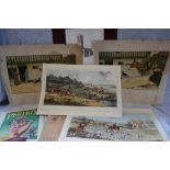 A COLLECTION OF UNFRAMED PICTURES AND PRINTS and printed ephemera to include The Dorset Regiment